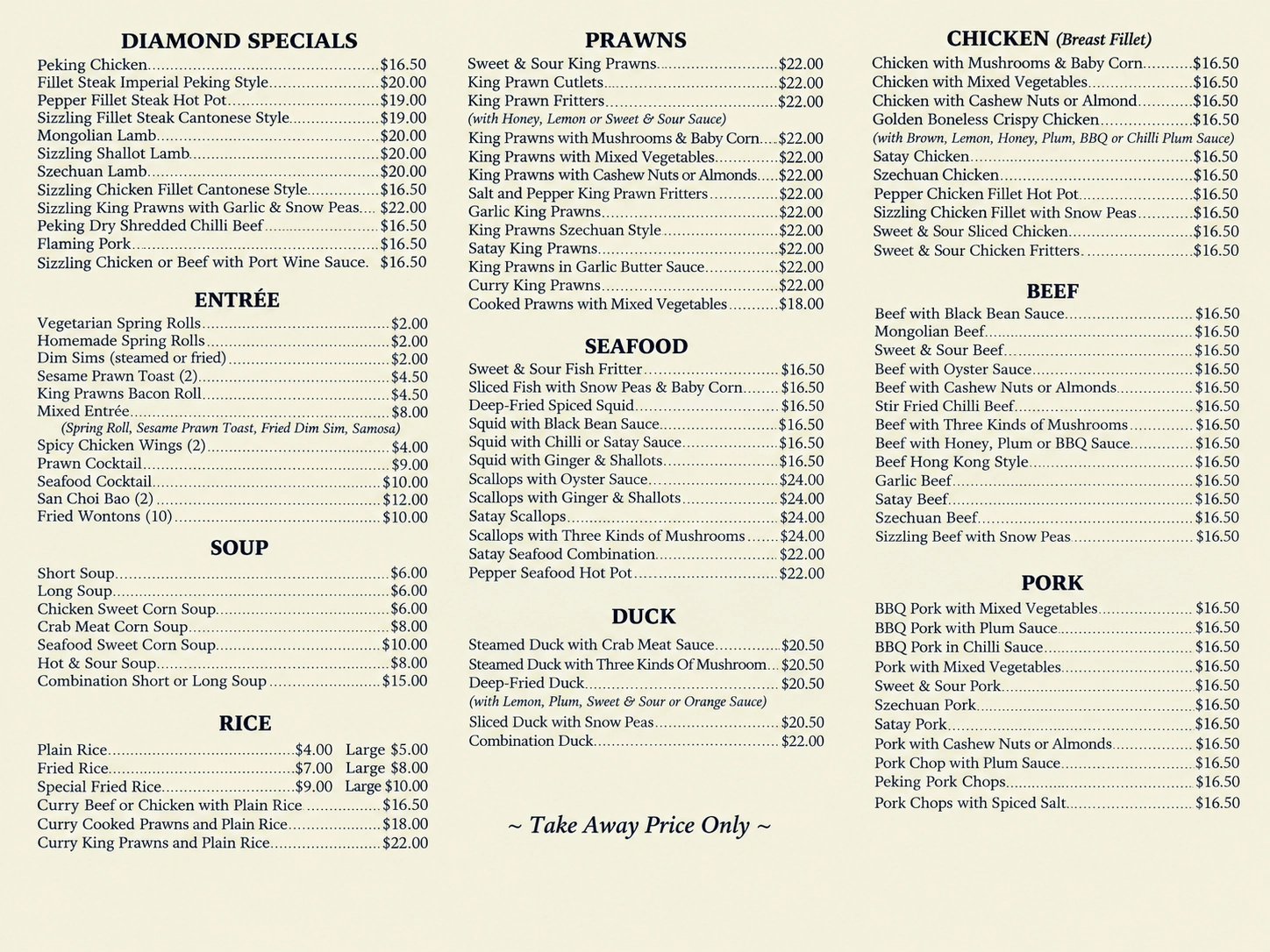 menu